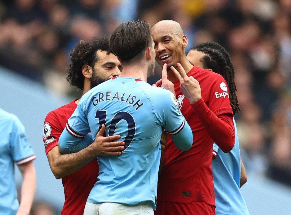 Tempers flared during the first half at the Etihad