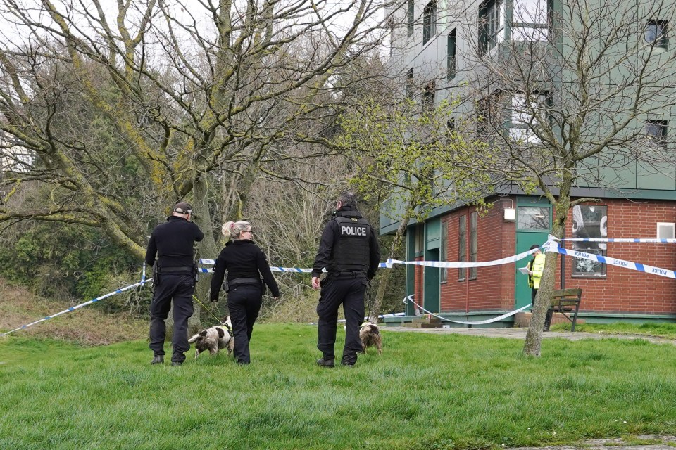 Cops have sealed off the area while they search for evidence