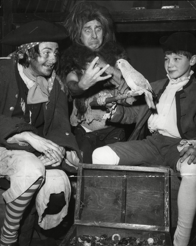 Barry (left) as Long John Silver and Spike Miligan (centre) in Treasure Island