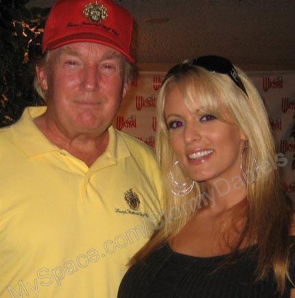 Trump is accused over alleged hush payments to porn star Stormy Daniels, above, and former Playboy playmate Karen McDougal in 2016