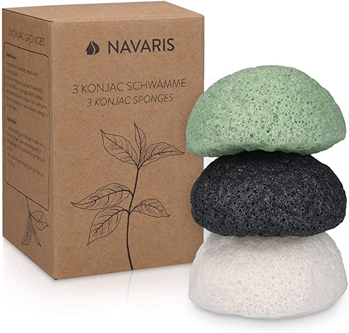 A Konjac sponge, which is a natural sponge made from the Konjac plant