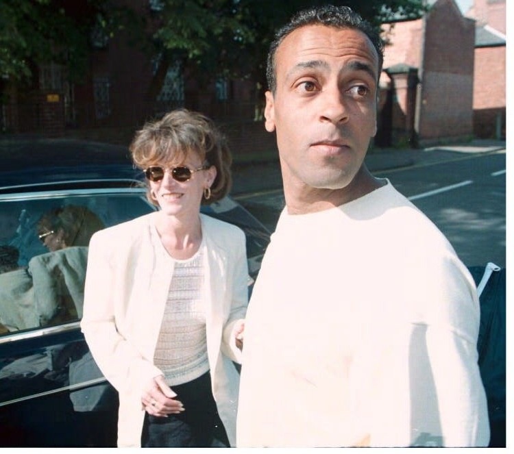 Lee is met by his then wife Karen as he leaves Stafford Prison