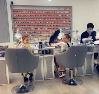 Sue Radford took to Instagram to share some snaps of her daughters getting their nails done