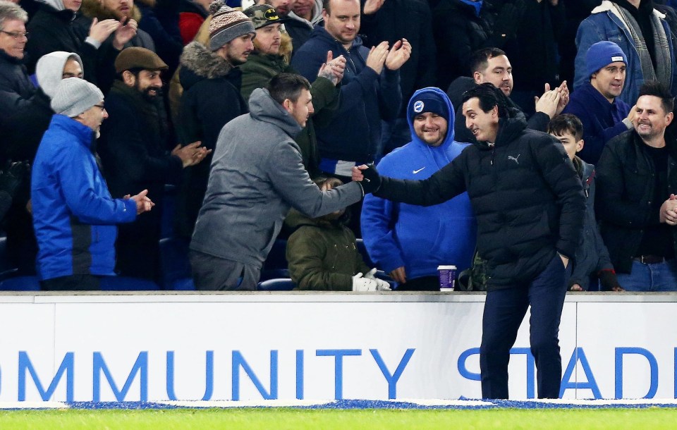 Unai Emery got an £8,000 fine after kicking a water bottle into the crowd at Brighton