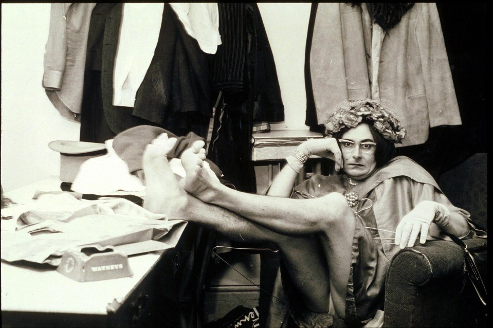 Barry backstage in 1969 as Dame Edna Everage