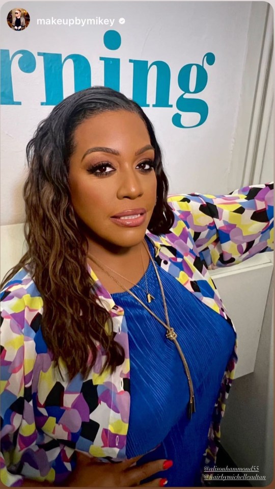 Alison looked incredible in a blue top and colourful kimono