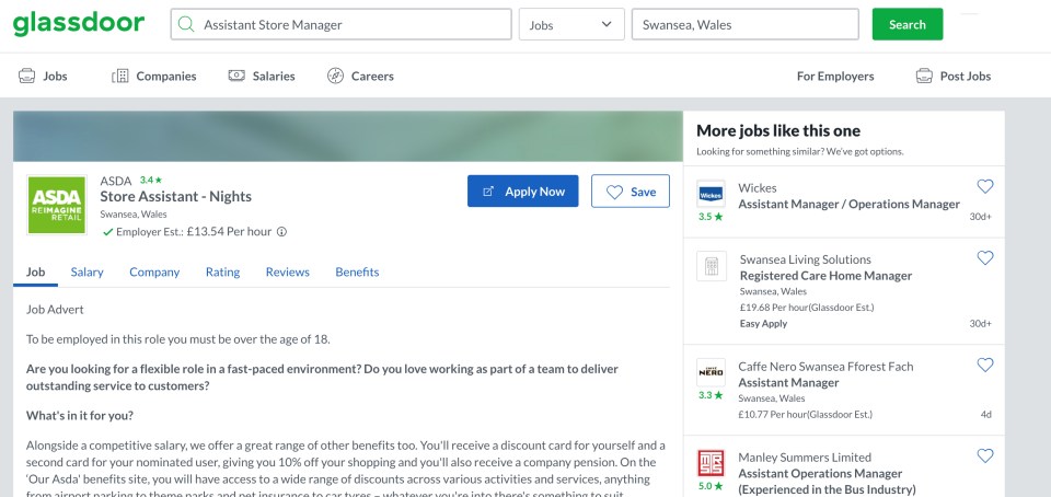 Asda has been blasted for advertising a job for £28,163 an hour