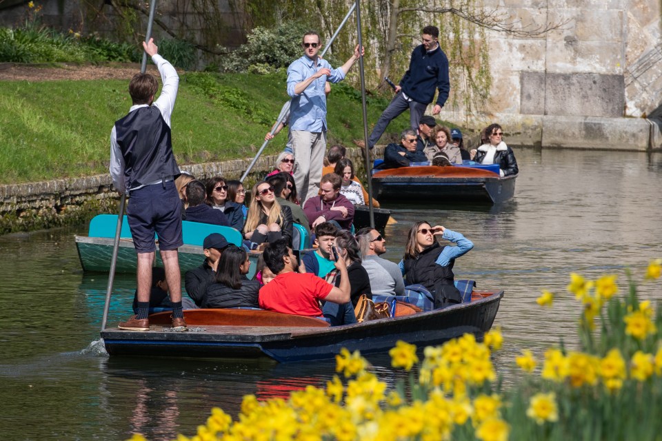 People punting on the River Cam in Cambridge today