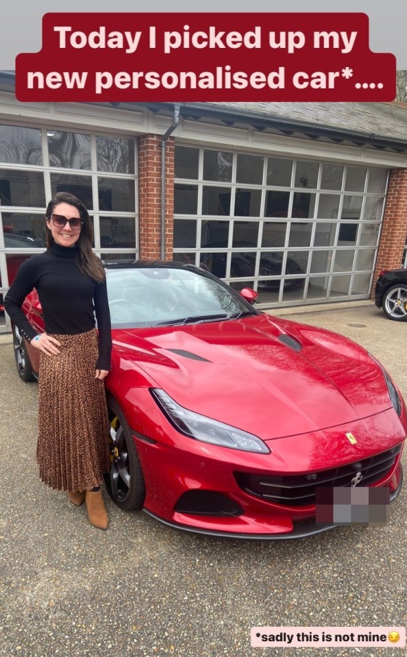 Laura Tobin posed beside the gleaming red Ferrari on Wednesday