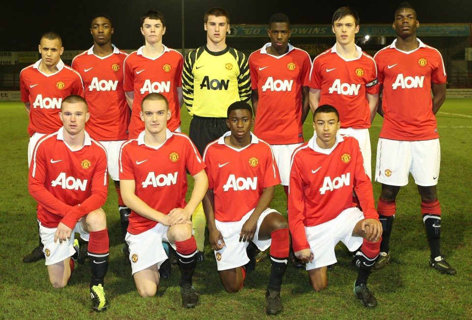 Man Utd's youth team in 2011. Back Row L-R: Ravel Morrison, Tyler Blackett, Michael Keane, Sam Johnstone, Gyliano van Velzen, Tom Thorpe, Paul Pogba. Front Row L-R: Ryan Tunnicliffe, Michele Fornasier, Larnell Cole, Jesse Lingard