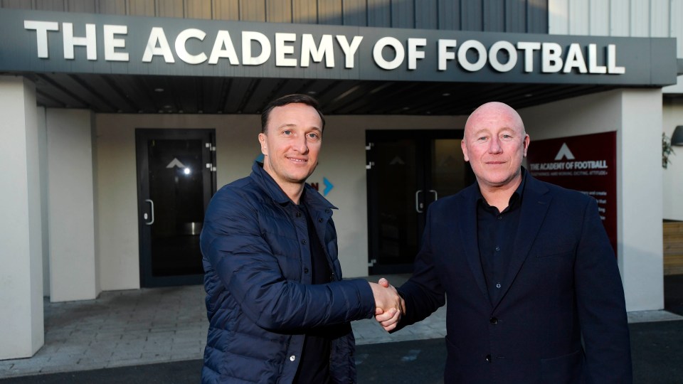 Mark Noble with newly appointed Academy manager Kenny Brown