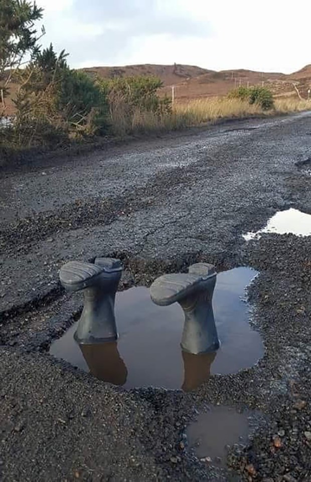 Jokers on Facebook groups have been posting pictures of wellies in the craters