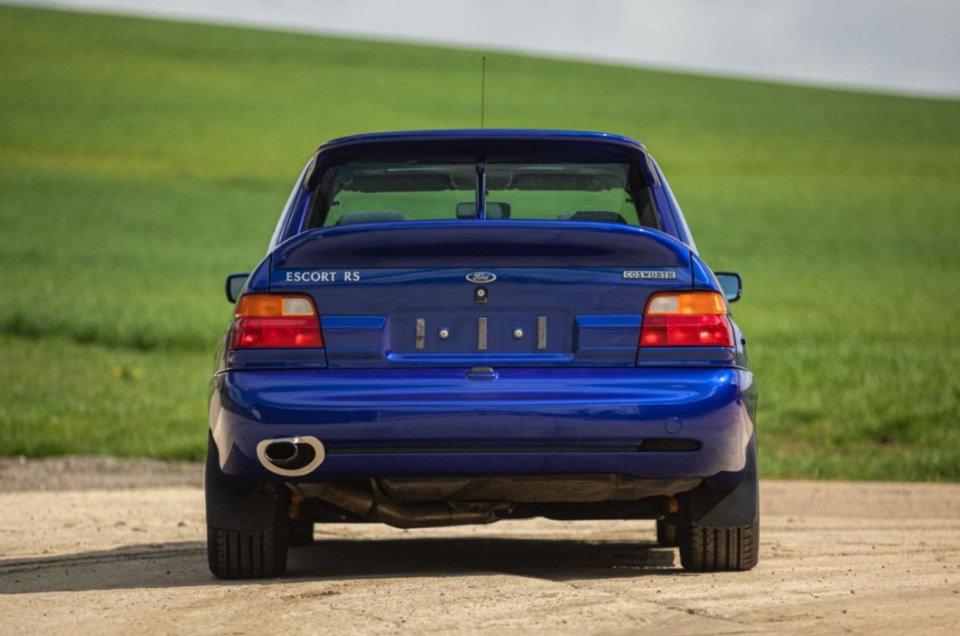 The Escort RS Cosworth is a UK-supplied, right-hand drive car finished in Imperial Blue