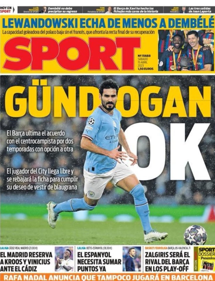 SPORT claims that Ilkay Gundogan has agreed to join Barcelona