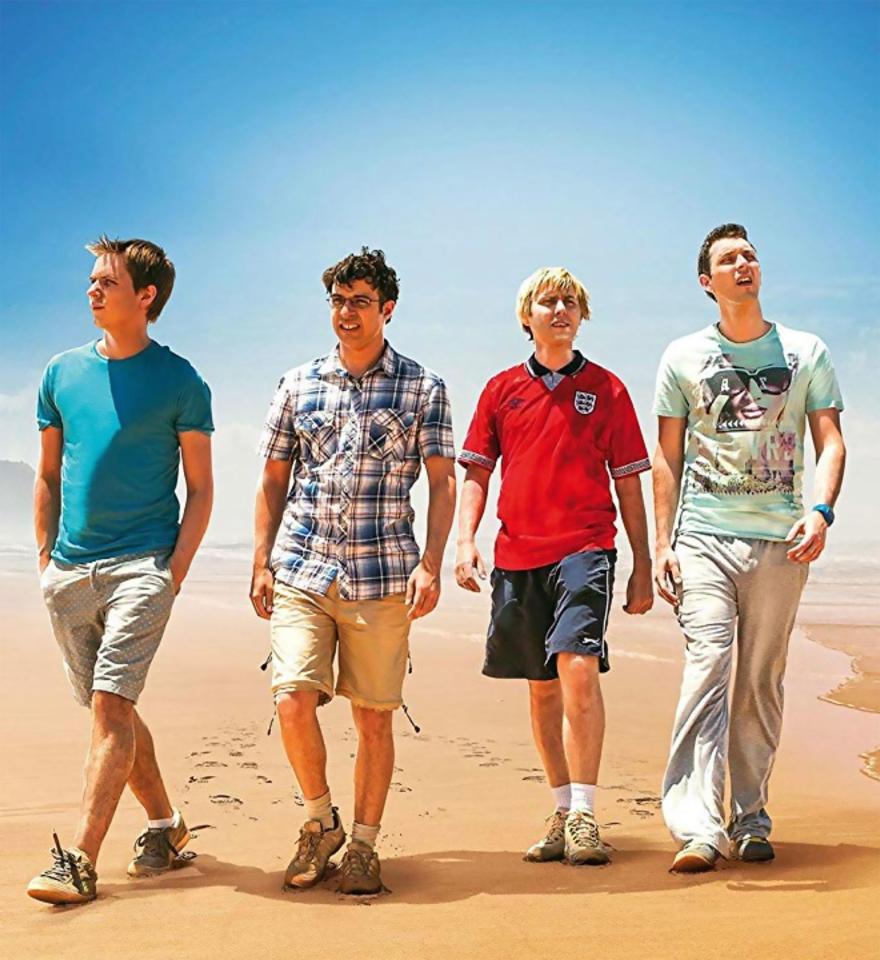 James (second right) with Inbetweeners co-stars (from left) Blake Harrison, Simon Bord and Joe Thomas