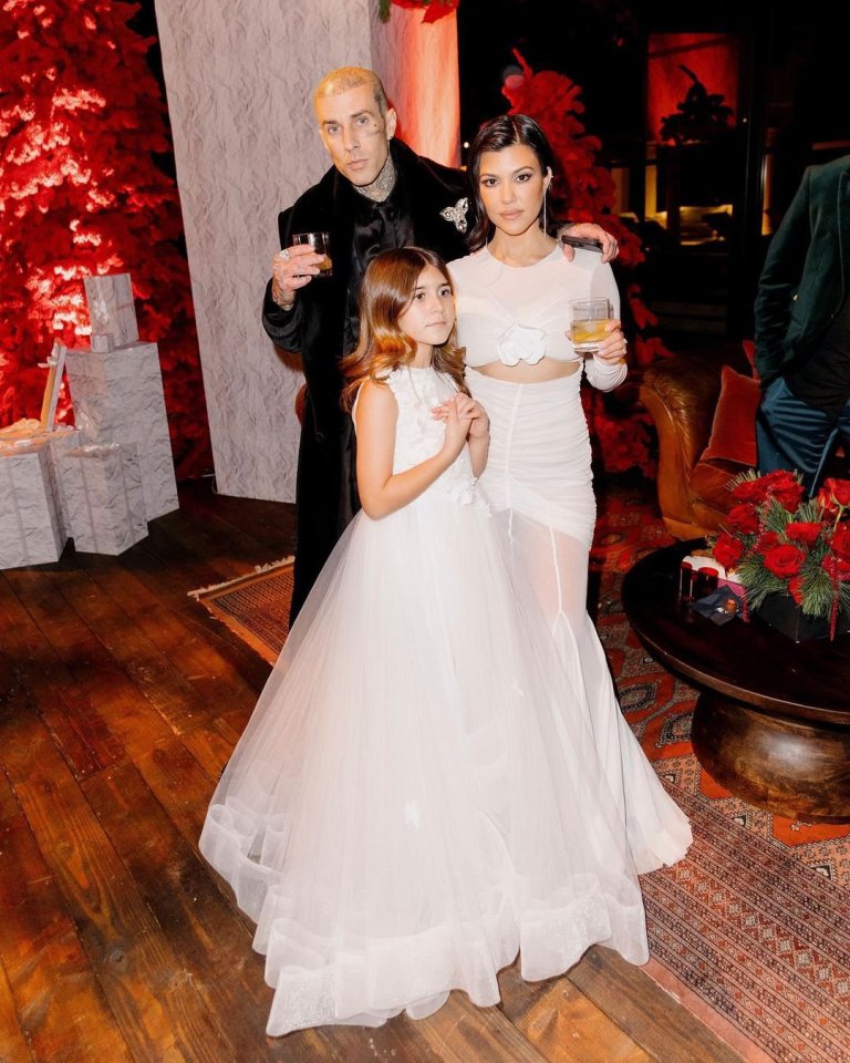 Kourtney Kardashian with daughter Penelope, 10, in matching white ball gowns