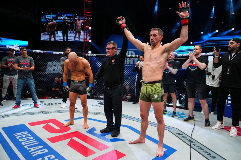 Brendan Loughnane celebrates his stoppage win