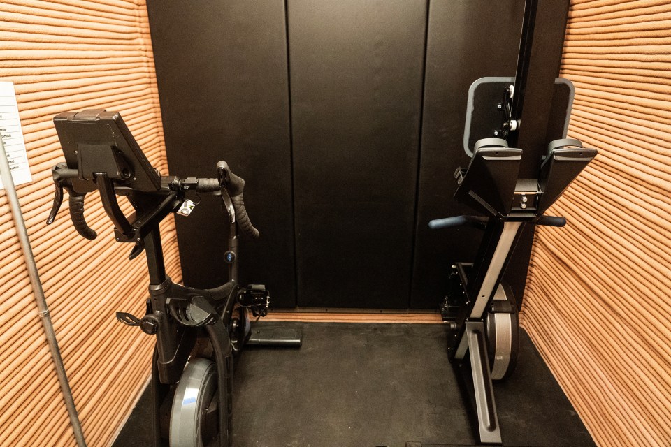 Exercise equipment seen inside the gym