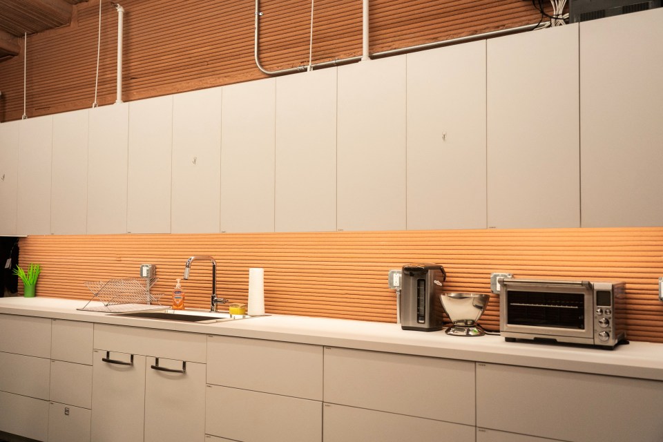 A kitchen area, where astronauts will prepare the food they have been supplied with and grown themselves in vertical gardens