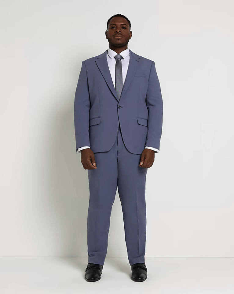 River Island Big & Tall Blue Skinny Fit Suit Trousers