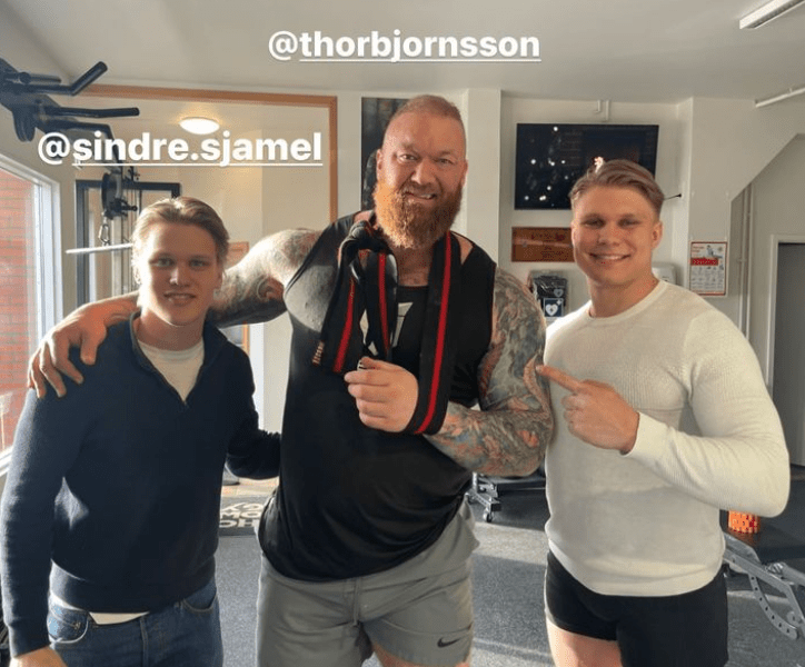 Bjornsson has since been seen with his left arm in a sling