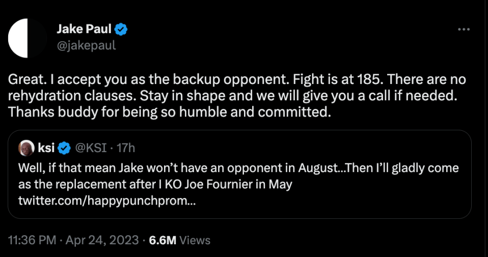 KSI has offered to save the day if Diaz has to withdraw from the fight - an offer Paul quickly accepted