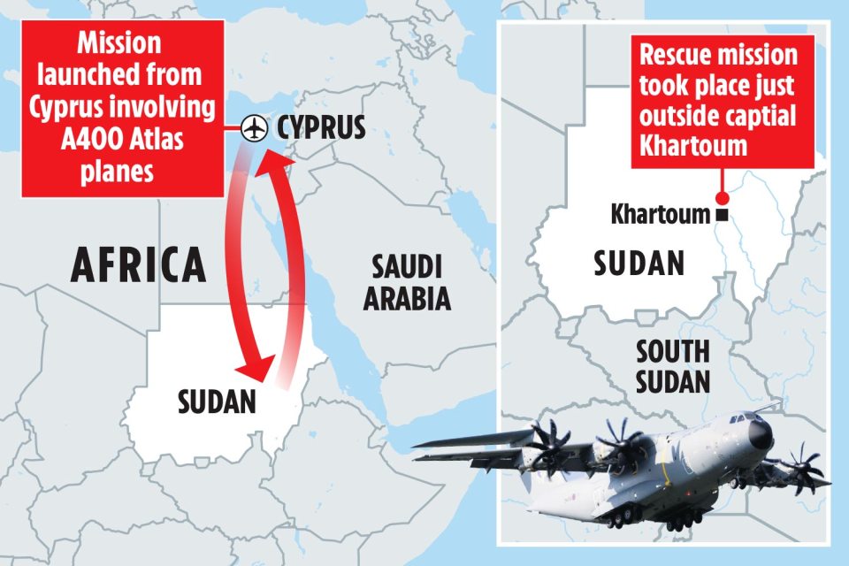 The mission was launched from Cyprus and took place just outside of Khartoum