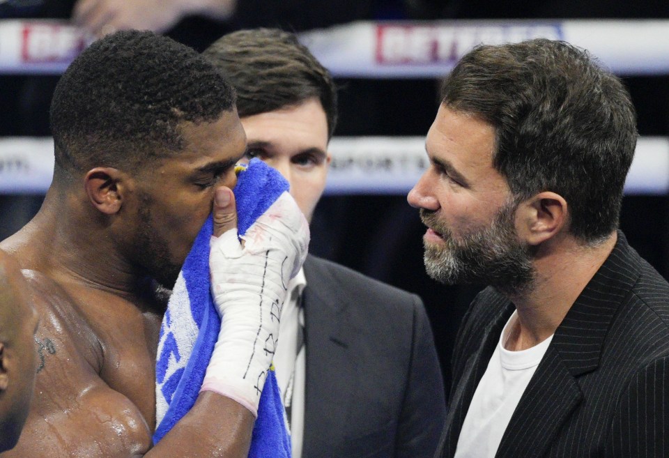 Anthony Joshua with promoter Eddie Hearn