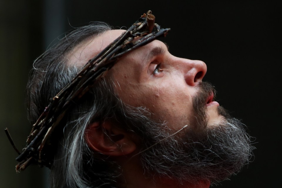 In Sydney, Australia, an actor portrays Jesus' last moments