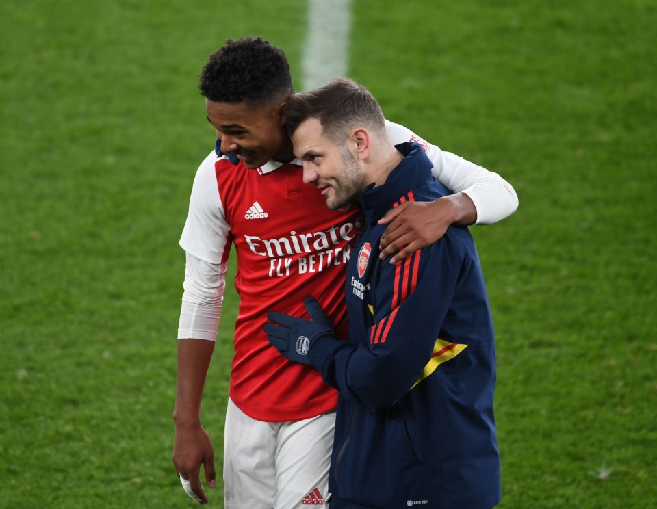 Jack Wilshere celebrates Arsenal getting to the FA Youth Cup final with Reuell Walters