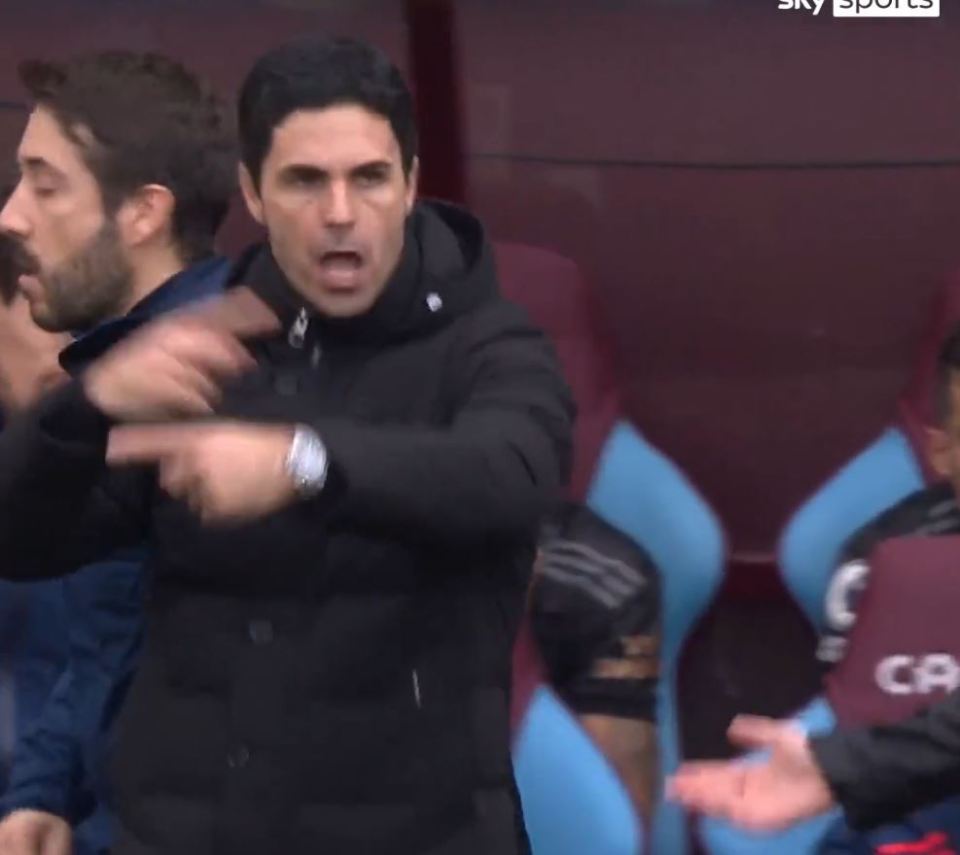 Mikel Arteta mocked the referee during Arsenal's 4-2 win at Aston Villa