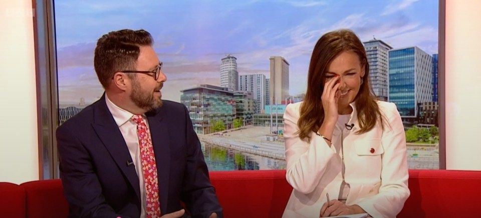 Sally couldn't stop laughing on air at Jon's cheeky swipe at her outfit