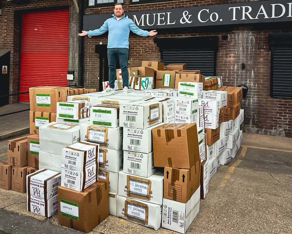 Now he's more interested in helping others. Samuel's team sourced 10 tonnes of medical aid for Ukraine