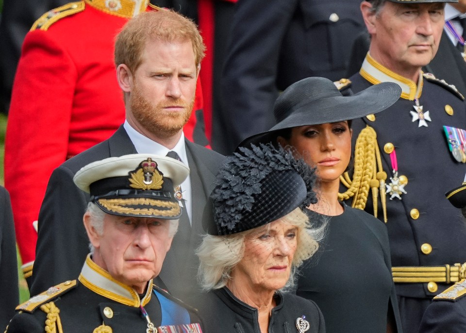 The royals, including Meghan, at the Queen's funeral in September 2022