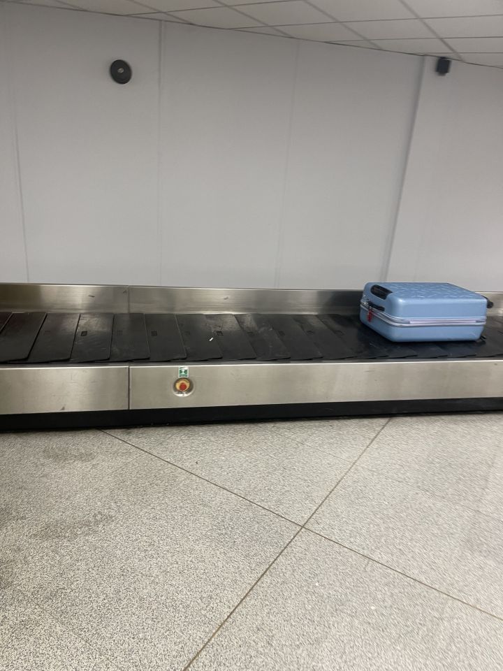 His suitcase was the only one on the conveyor belt when he arrived at his destination