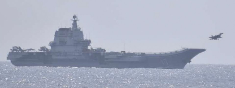 China has been using an aircraft carrier in the exercise