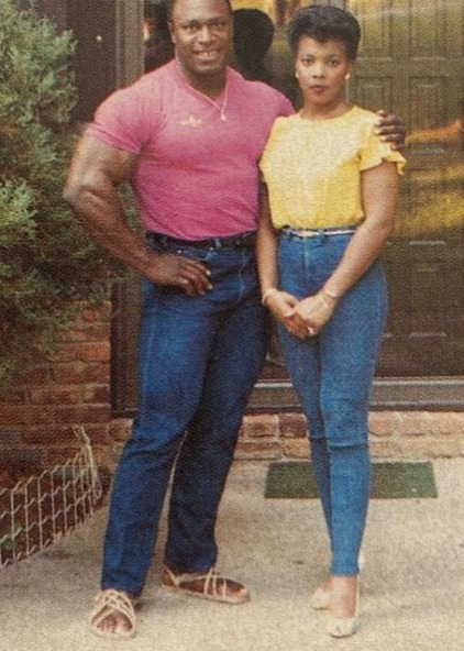 The bodybuilding legend with his wife who he credits with all his success