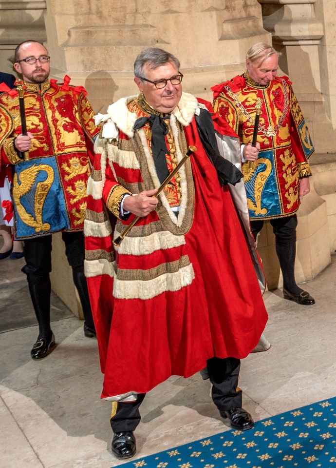 Edward Fitzalan-Howard, wearing both his uniform as Earl Marshal and his robes as Duke of Norfolk