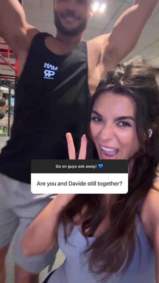 The Turkish actress flashed a peace sign when asked if she was still dating Davide