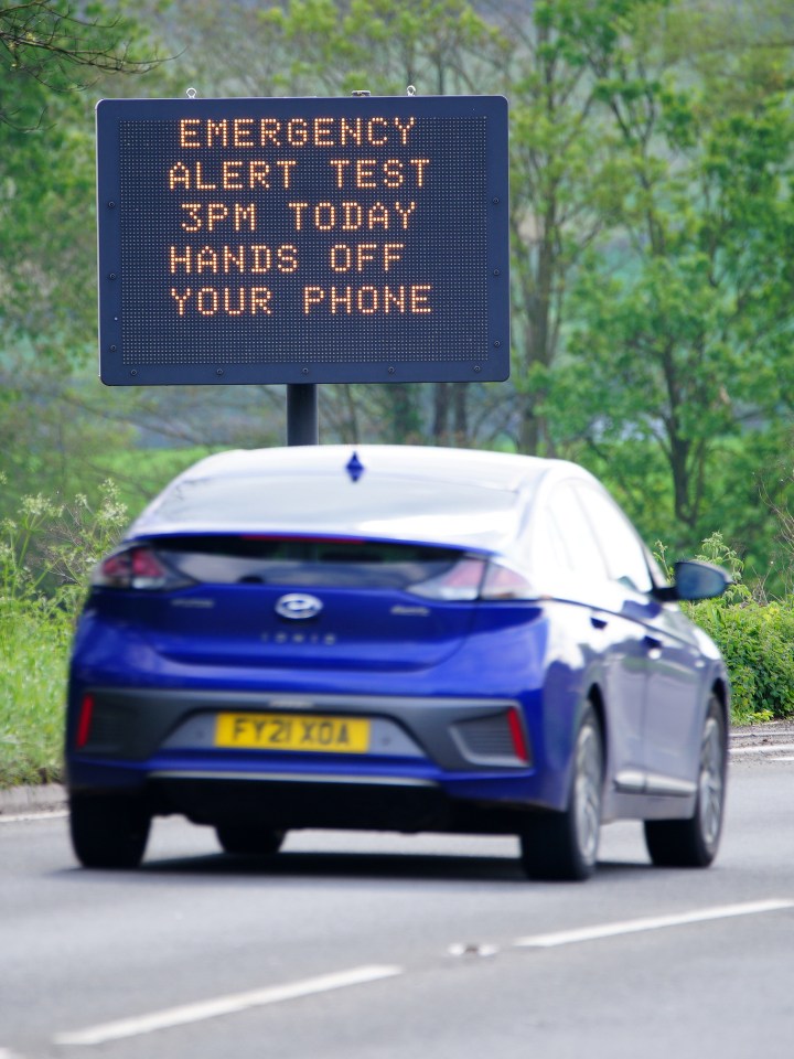 Motorists are warned of the national alert by an electronic road sign in Bath