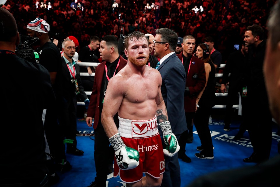 Canelo Alvarez reacts after beating Golovkin