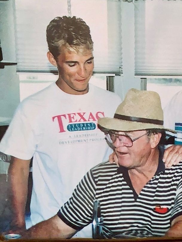 Matthew with his supposed father, a 6ft 2in former college American football star James Donald 'Jim' McConaughey, who later ran an oil pipe supply business