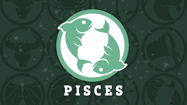 a zodiac sign for pisces with a green background