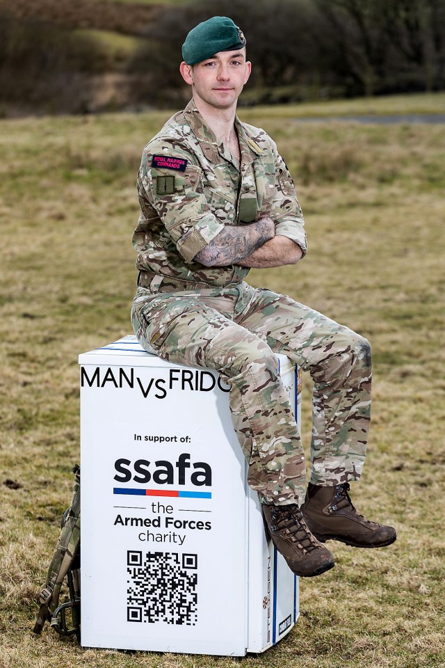 Royal Marine Sam dubbed the appliance Fridget Jones and hopes to break the 5hrs 49mins 37sec world record