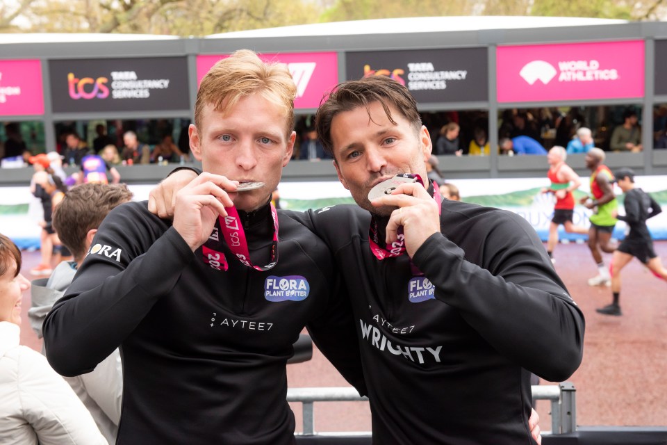 The boys kissed their medals following their victory