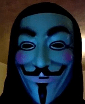 Lostutter appeared wearing the famous Guy Fawkes mask of the hacker collective Anonymous