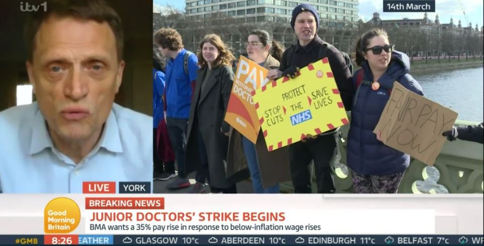 It came during a segment about the junior doctors' strike in the UK