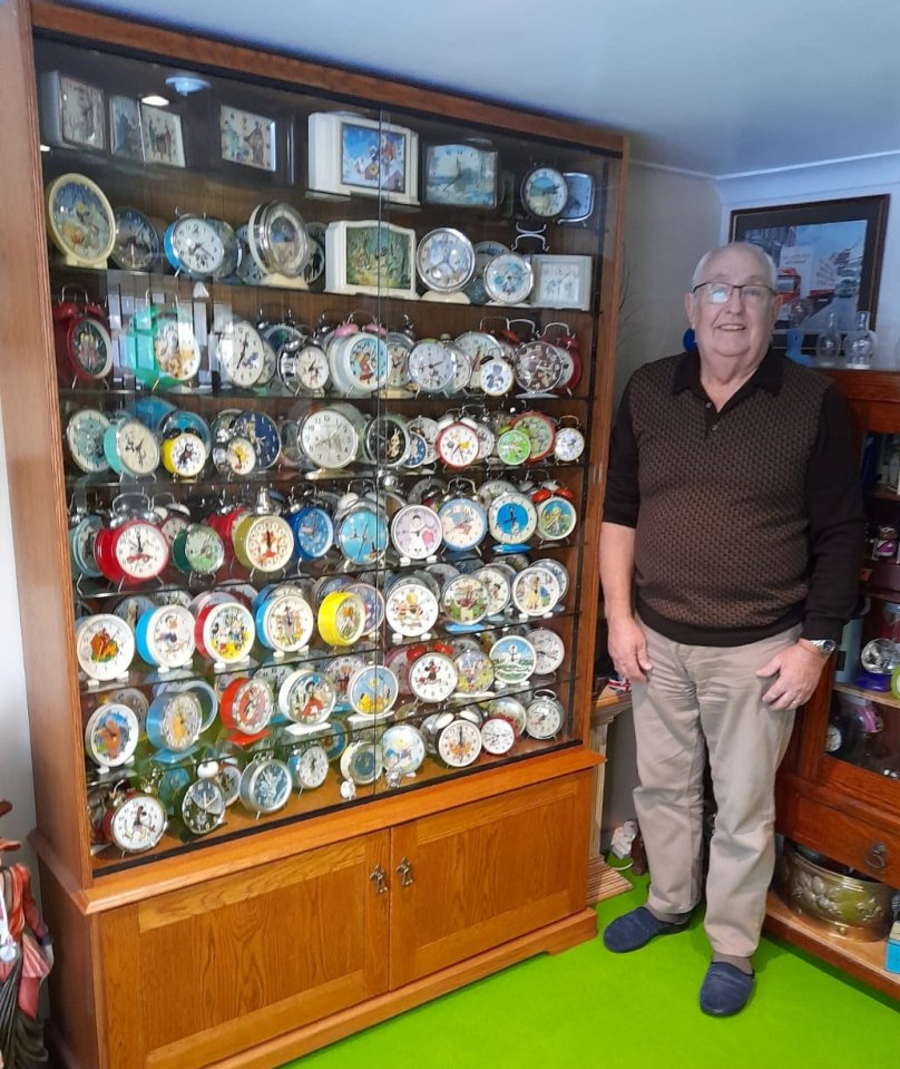 Frank, 79, has spent 30 years collecting alarm clock from around the world