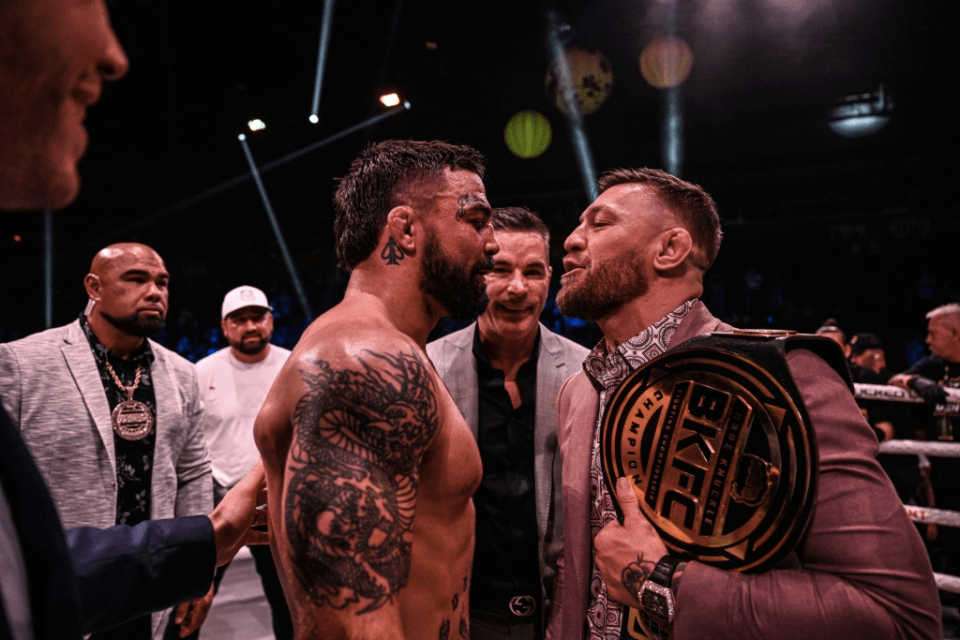 Mike Perry facing off with Conor McGregor