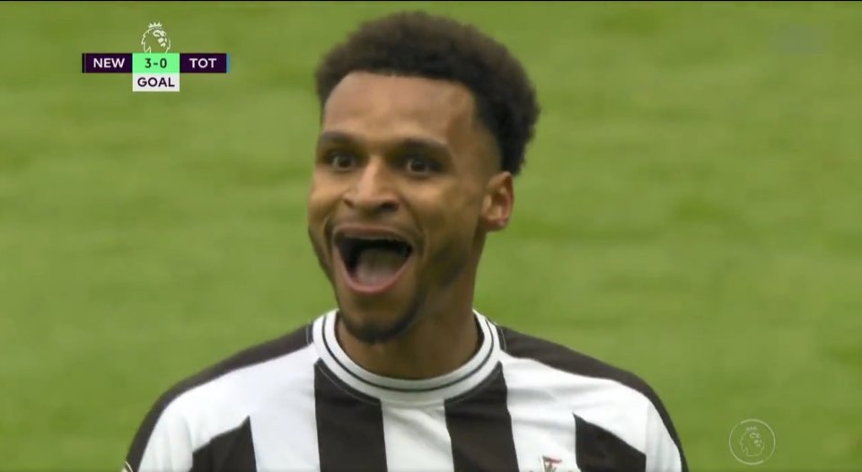 Fans were left in stitches after Jacob Murphy's reaction to his second goal against Tottenham